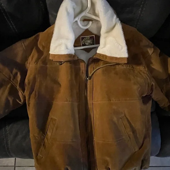 Vintage Learsi brown leather jacket faux shearling lining - Picture 4 of 7